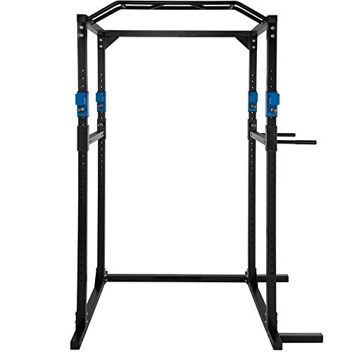 TecTake Multiestación de Fitness para Entrenamiento | 2 puntales de Seguridad macizos | Poleas para Barras de Flexiones Inferiores y Superiores Modelos (Azul Negro | No. 402737)