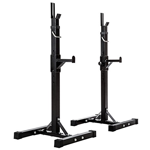 TecTake Soporte para Barra DE Pesas HALTERA Base Regulable | Regulable en Altura 12 Veces | Carga MAX. 100kg | Negro