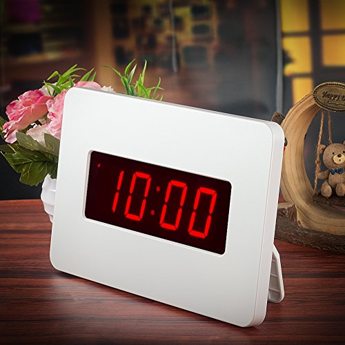 Timegyro Reloj de Pared Digital con Pilas Reloj de Alarma de Escritorio para durmientes Pesados (Blanco)