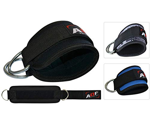 Tobilleras de AQF para Entrenamientos Correas para Maquinas de Poleas con Doble Anillo Accesorio para Levantamientos con Poleas Anillo en D para Ejercicios de Piernas y Muslo en Maquinas de Polea Muti-Gimnasio (ARTÍCULO Individual) (Negro)