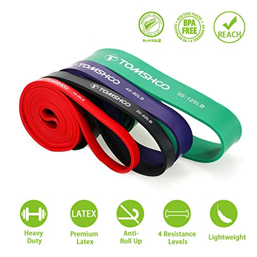 TOMSHOO Bandas de Resistencia Elástica, Cuerdas Elásticas de Fitness, Banda de Resistencia de Látex para Yoga, Pilates, Entrenamiento de Fuerza Muscular (Multicolor)