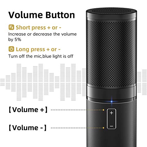 TONOR Micrófono de Condensador USB Micro Grabación Patrón Polar Cardioide para Grabar Música y Video Podcast Transmisión en Vivo Juegos Chat Soporte de Brazo