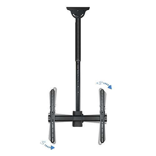 TooQ LPCE1155TSLI-B - Soporte de techo extensible, inclinable y giratorio para monitor/TV/LED de 32" a 55", rotacion de 360º, hasta 50 Kg de peso, ajustable entre 1060mm y 1560mm,VESA hasta 400x400, color negro