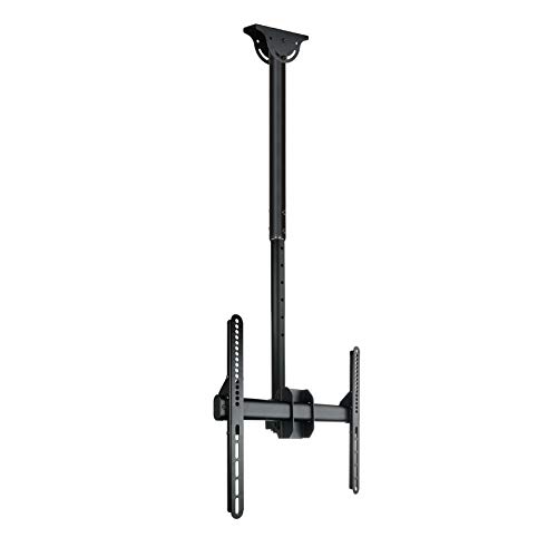 TooQ LPCE1155TSLI-B - Soporte de techo extensible, inclinable y giratorio para monitor/TV/LED de 32" a 55", rotacion de 360º, hasta 50 Kg de peso, ajustable entre 1060mm y 1560mm,VESA hasta 400x400, color negro