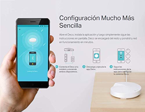 TP-Link Deco M4 Mesh WiFi Set AC1200 Tutorial de Red Doméstica WiFi (Cobertura de hasta 370 m², se Adapta a Cualquier Tipo de Hogar, Modos de Trabajo Múltiple, 2 x Puertos Gigabit, Blanco, 3 Unidades