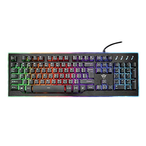 Trust Gaming GXT 860 Thura - Teclado Gaming LED semi mecánico, color negro