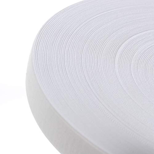 TUKA 40 Metros x 20mm Elásticas Planas Bandas de Costura, Bandas de elástico de Cuerda, para la Ropa Personalizada y Artesanía DIY Hogar, 40 Metros Largo, 20 mm de Ancho, Blanco, TKB5005-white