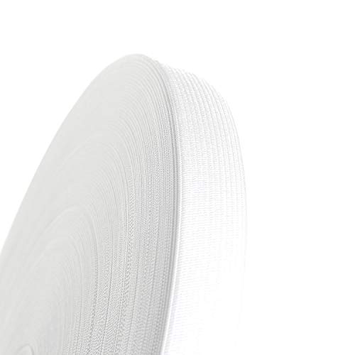 TUKA 40 Metros x 20mm Elásticas Planas Bandas de Costura, Bandas de elástico de Cuerda, para la Ropa Personalizada y Artesanía DIY Hogar, 40 Metros Largo, 20 mm de Ancho, Blanco, TKB5005-white