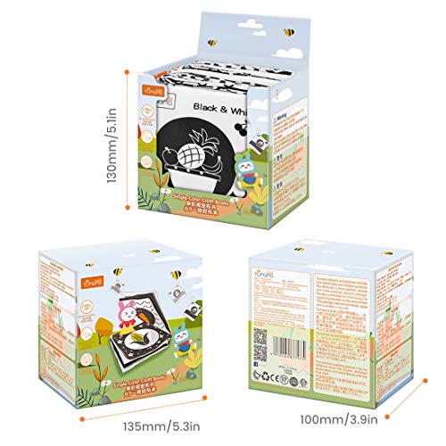 Tumama Libros de Tela Suave para bebés,Libros Blandos Juguetes para bebé,Libros de Tela en Blanco y Negro con Animales,Fruta,Verduras Juguete Regalo para bebés,niños(4 Packs)