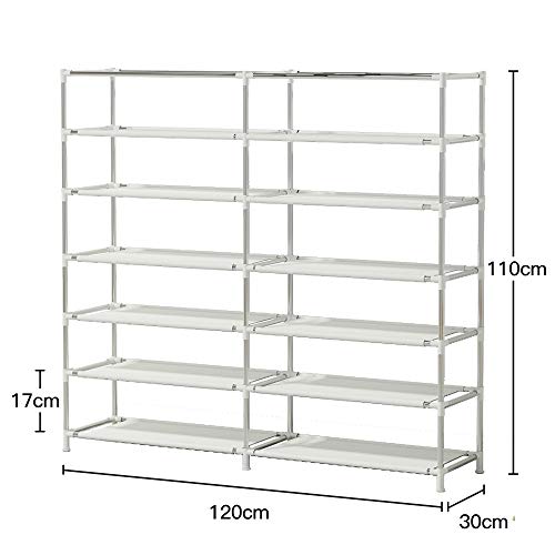 UDEAR Shoes Rack Organizador de Tela de Zapatos, Zapatero 7 Pisos con Resistente al Polvo Beige