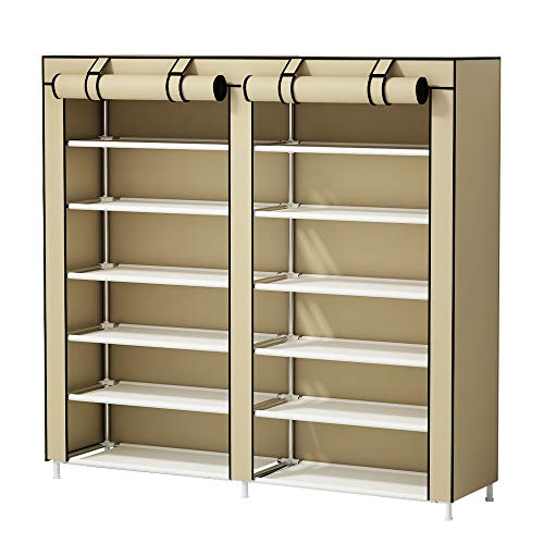 UDEAR Shoes Rack Organizador de Tela de Zapatos, Zapatero 7 Pisos con Resistente al Polvo Beige