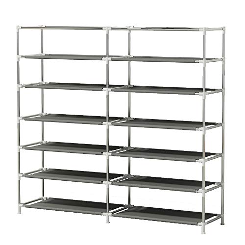 UDEAR Shoes Rack Organizador de Tela de Zapatos, Zapatero 7 Pisos con Resistente al Polvo Gris