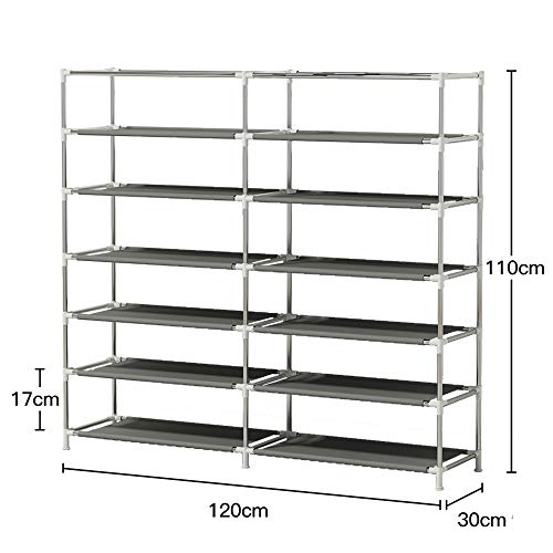 UDEAR Shoes Rack Organizador de Tela de Zapatos, Zapatero 7 Pisos con Resistente al Polvo Gris