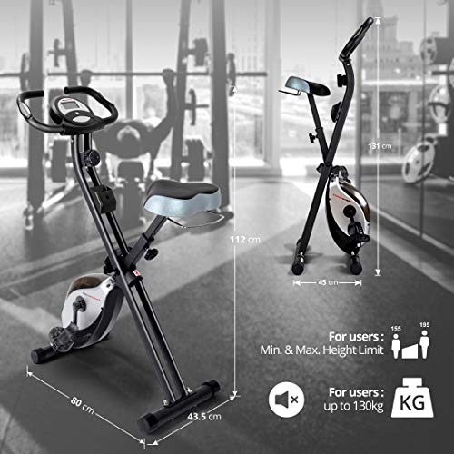 Ultrasport F-Bike Heavy Bicicleta estática de fitness, aparato doméstico, con consola y sensores de pulso en manillar, plegable, Negro/Plata