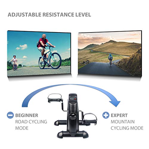 Ultrasport Minibicicleta para el entrenamiento de brazos y piernas, mini home trainer, con asa de transporte, niveles de resistencia ajustables, para principiantes, profesionales y mayores, Negro