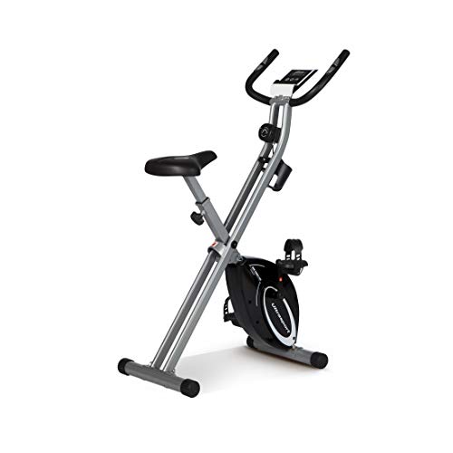 Ultrasport Unisex F-Bike Advanced, pantalla LCD, entrenador casero plegable, niveles de resistencia ajustables, con sensores de pulso de mano, entrenador de bicicleta plegable, para atletas y mayores