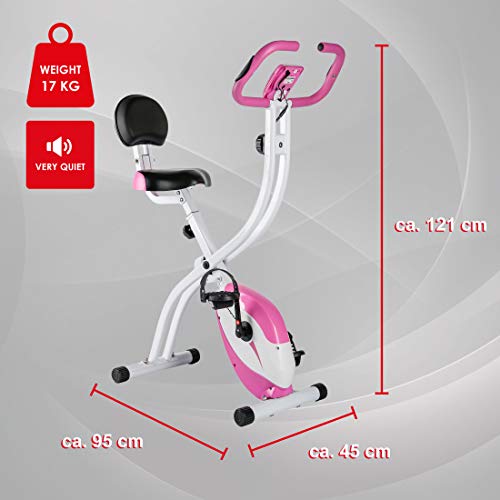 Ultrasport Unisex F-Bike, pantalla LCD, entrenador casero plegable, niveles de resistencia ajustables, con sensores de pulso de mano, entrenador de bicicleta plegable, para atletas y mayores