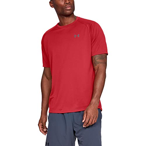 Under Armour Tech 2.0. Camiseta masculina, camiseta transpirable, ancha camiseta para gimnasio de manga corta y secado rápido, Red/Graphite (600), SM