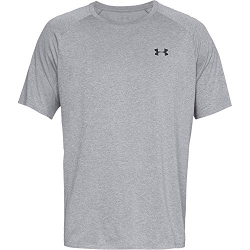 Under Armour Tech 2.0. Camiseta masculina, camiseta transpirable, ancha camiseta para gimnasio de manga corta y secado rápido, Steel Light Heather/Black (036), LG