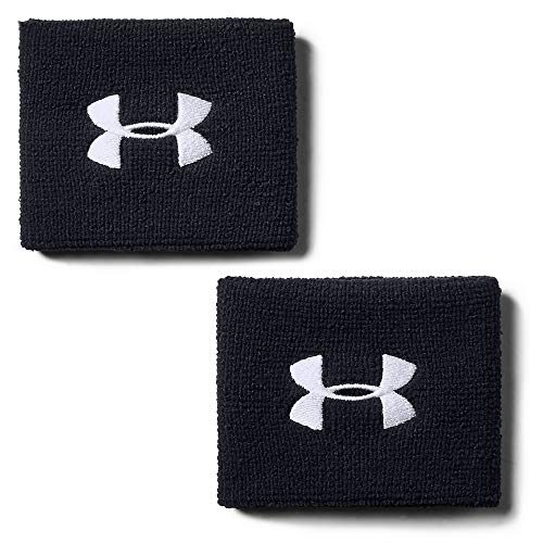 Under Armour UA 7.5cm Performance Wristband Pack de 2 Muñequeras para Hombre, Accesorios de Entrenamiento, Negro (Black 001), Talla Única