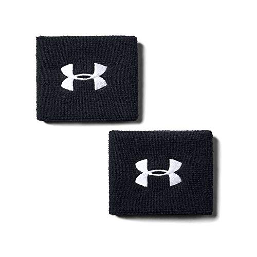 Under Armour UA 7.5cm Performance Wristband Pack de 2 Muñequeras para Hombre, Accesorios de Entrenamiento, Negro (Black 001), Talla Única