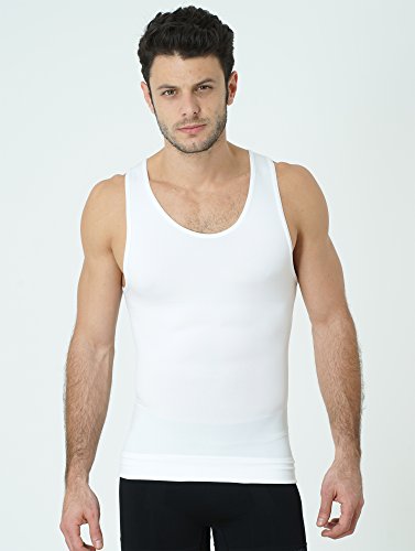 UnsichtBra Camiseta de Compresión | Ropa Interior Adelgazante Moldeadora Hombre (sw_7100)(Blanco, L)