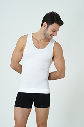 UnsichtBra Camiseta de Compresión | Ropa Interior Adelgazante Moldeadora Hombre (sw_7100)(Blanco, L)