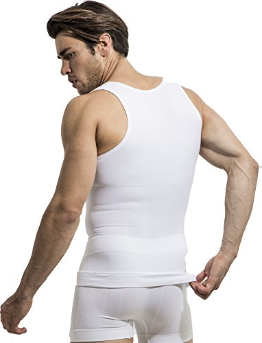 UnsichtBra Camiseta de Compresión | Ropa Interior Adelgazante Moldeadora Hombre (sw_7100)(Blanco, XL)