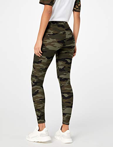 Urban Classics Mujer Leggings Camuflaje, Tanto para Vestir o como para Hacer Deporte, Mallas para Yoga, en Tonos, Talla M, Verde (Wood Camo)