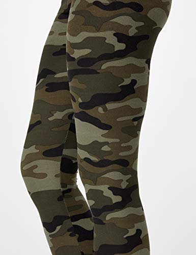 Urban Classics Mujer Leggings Camuflaje, Tanto para Vestir o como para Hacer Deporte, Mallas para Yoga, en Tonos, Talla M, Verde (Wood Camo)