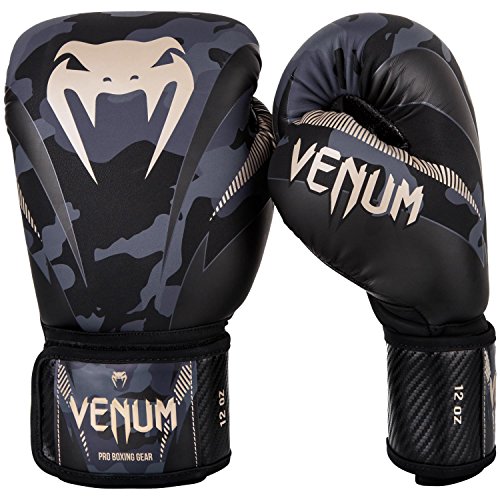 Venum Impact Guantes de Boxeo, Muay thaï, Kick boxing, Camuflaje Oscuro / Arena, 14 Oz