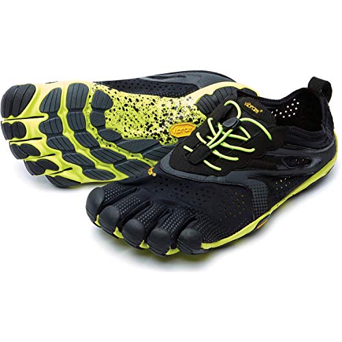 Vibram FiveFingers V-Run, Zapatillas Hombre, Negro (Black/Yellow), 44 EU