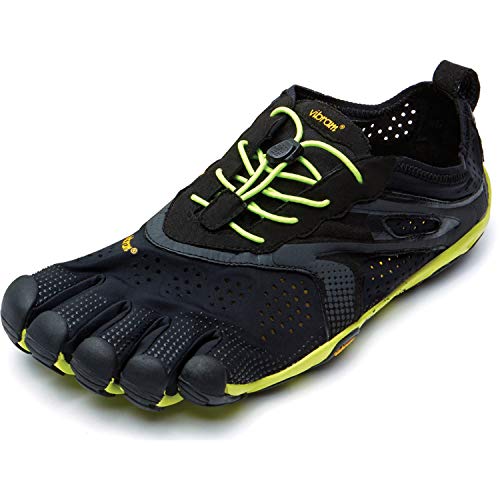 Vibram FiveFingers V-Run, Zapatillas Hombre, Negro (Black/Yellow), 44 EU