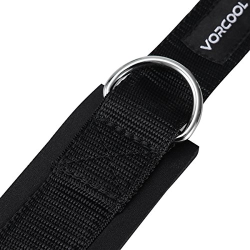 VORCOOL 2pcs Sport Tobillo Correas Acolchado Anillo D-Anillo Puños para Gimnasio Entrenamiento Máquinas de Cable Perneras Ejercicios con Bolsa de Transporte (Negro)