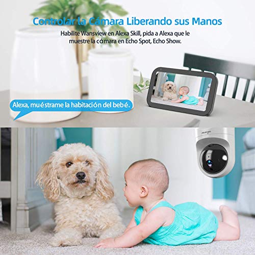 Wansview Cámara IP WiFi, 1080P Cámara Vigilancia WiFi con Visión Noturna Detección de Movimiento, Audio Bidireccional, Compatible con Alexa, Cámara de Seguridad Bebé Mascotas, Q6 (NO tiene autonomía)