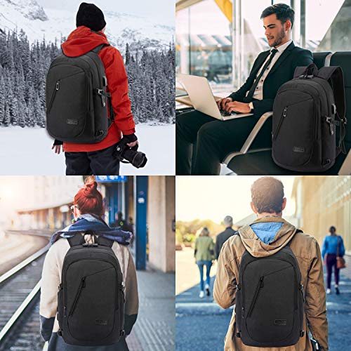 WENIG Mochila Antirrobo Impermeable,Mochila Portatil 15.6 Pulgadas Mochila Hombre con Puerto de Carga USB,Mochila Backpack para el Laptop para Ordenador del Negocio Trabajo Diario Viaje-Negro