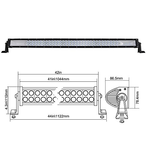 Willpower Barra Led 4x4 42 Pulgadas 540w Barras Led Coche Curvas 7D IP67 Impermeable Tri-fila Faro Led Focos Led 12v 24v 6000k Barras de Luz Led para Tractor SUV ATV UTV Off-road Con Mazo de Cables