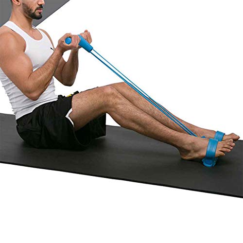 WISDOMLIFE Cuerda para ejercitar piernas, 4 Tubos, multifunción, para Yoga, Fitness, Pedal, dominadas, Culturismo, etc. Bandas de Ejercicio de Resistencia para Gimnasio en casa (Azul)