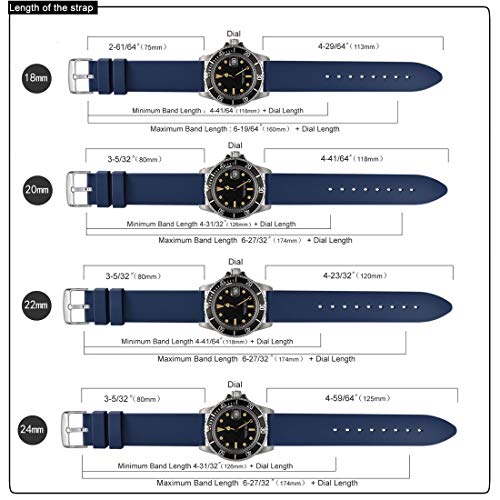 WOCCI 20mm Correa de Reloj de Silicona con Hebilla Plateada, Banda de Repuesto de Goma Suave (Azul Oscuro)