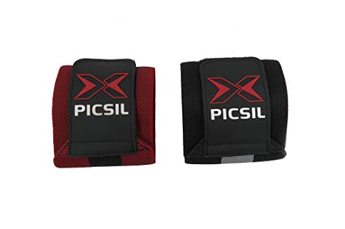 X PICSIL Muñequeras Deportivas Profesionales - 18" Soporte Muñeca Hombre & Mujer - Weight Lifting, Powerlifting, Strength Training (Rojo)