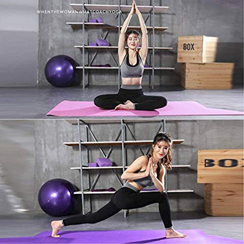 XGYUII Juego de Yoga Kit de 3 Piezas para Principiantes Bundle Esterilla Antideslizante Esencial para Ejercicios de Yoga 65 cm Dispositivo Pelota de Yoga Pilates,Purple