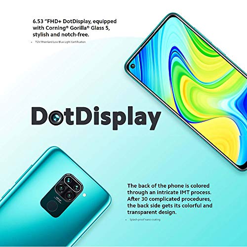 Xiaomi Redmi Note 9 - Smartphone de 6.53” FHD (DotDisplay, 4 GB RAM, 128 GB ROM, cámara Quad de 48 MP, Hotshot 3.5 mm, Headphone Jack, batería de 5020 mAh) Midnight Grey [International Version]