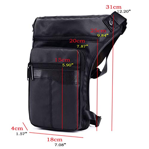 Xieben Impermeable Oxford Gota Pierna Bolsa para Hombres Mujeres Motocicleta Moto Crossbody Cadera Bum Cintura Fanny Pack Viajar al Aire Libre Camping Pesca Senderismo Ciclismo Negro