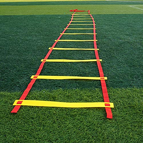 Xin Balón de fútbol de Entrenamiento Escaleras 5 Estilo 6/8/10/12/20 peldaño de Nylon Bola Correas de fútbol Escalera Equipo Agilidad Velocidad de Escalera (Size : 6M-12Rung)