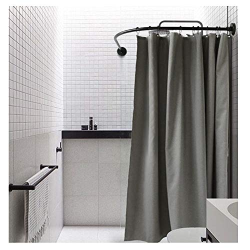 Y-only Barra Cortina Ducha Extensible, Barra para Cortina de Ducha Curva, Barra de Cortina de Ducha Angular, Barra Cortina Ducha sin Taladro Negra, Tipo L, para el baño radian30:60 to 90x110 to170cm