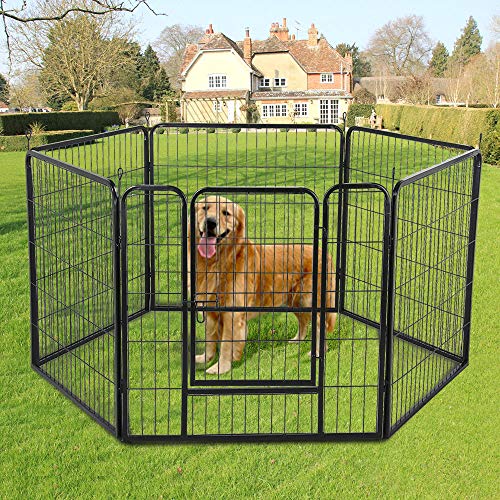 Yaheetech 6 Piezas Vallas para Perros Parque Jaula Mascota Corral Plegable Jaula Parque 80 X 80 cm