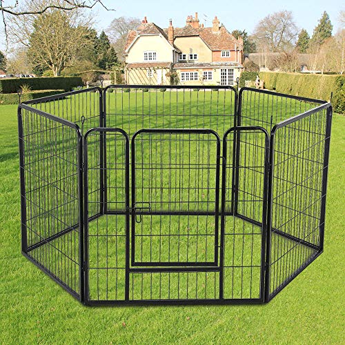 Yaheetech 6 Piezas Vallas para Perros Parque Jaula Mascota Corral Plegable Jaula Parque 80 X 80 cm