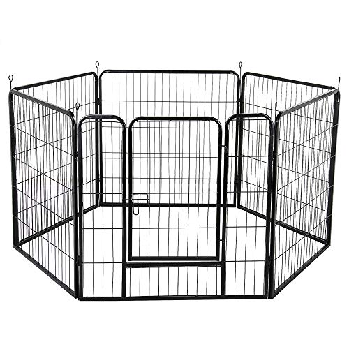 Yaheetech 6 Piezas Vallas para Perros Parque Jaula Mascota Corral Plegable Jaula Parque 80 X 80 cm