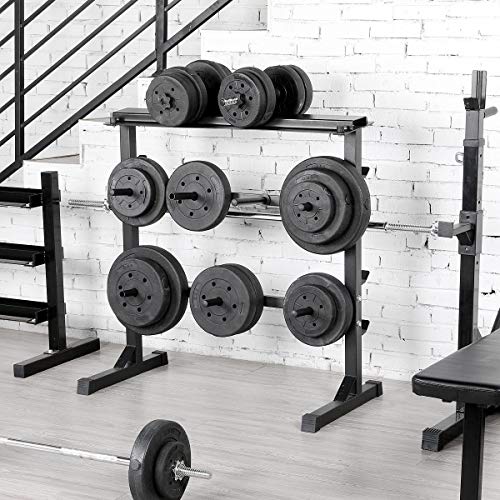 Yaheetech Soporte de Mancuernas Estante de Barbell Soporte de Barra de Pesa Carga MAX.300 kg