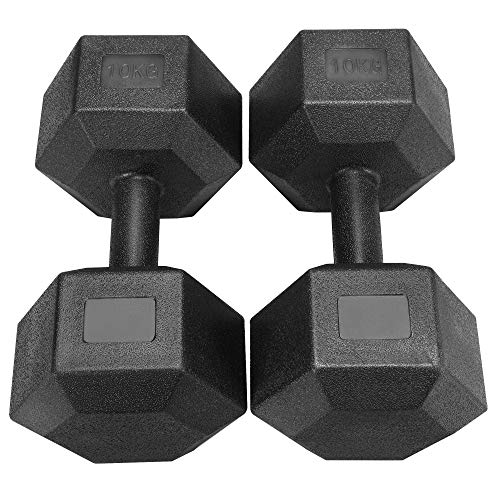 Yaheetech Un Set de 2 Piezas Mancuernas de Ejercicio Mancuerna para Gimnasio Fitness Negra 10 KG